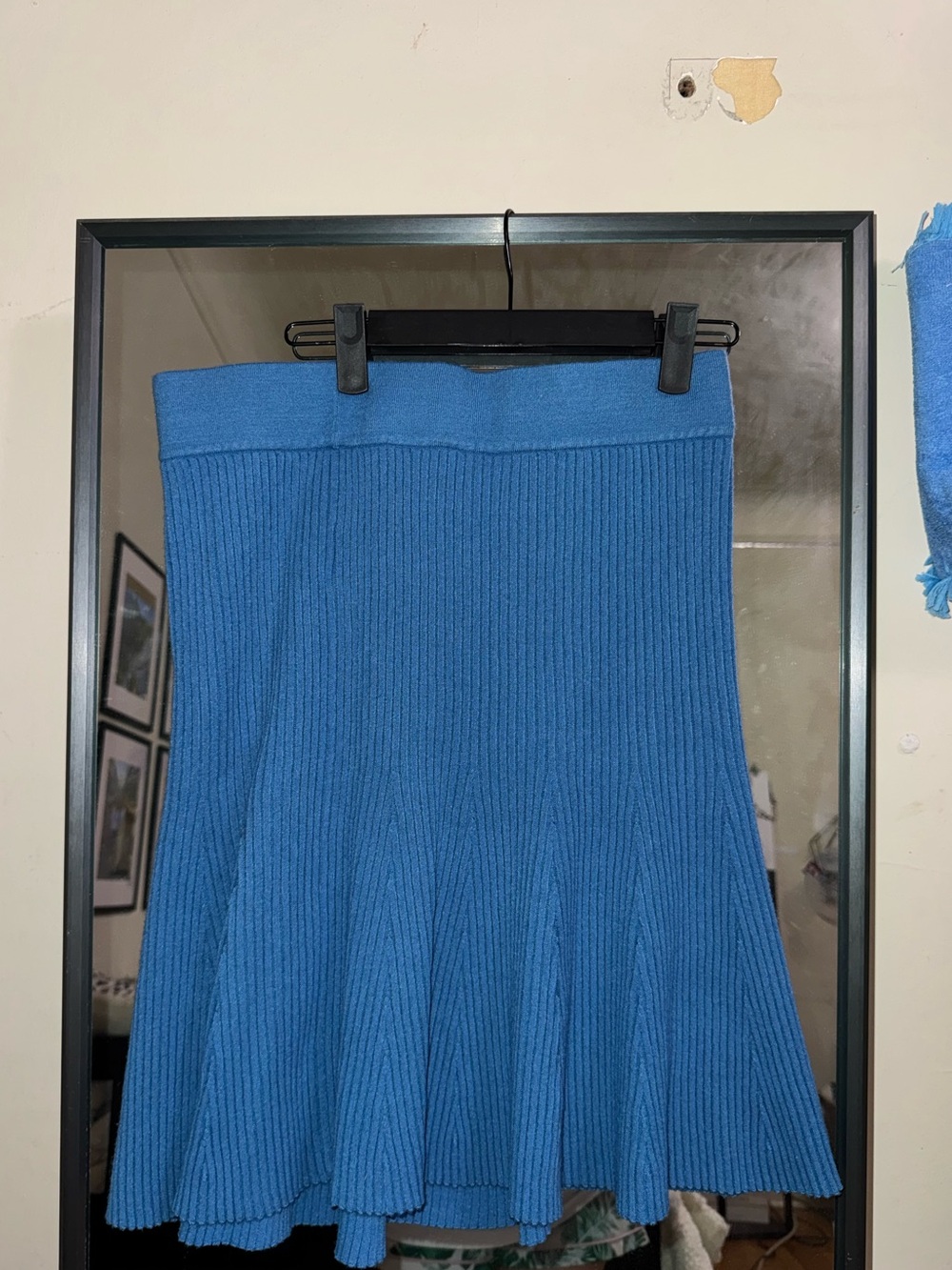 Ann Taylor Teal-Blue Ribbed Circle Skirt